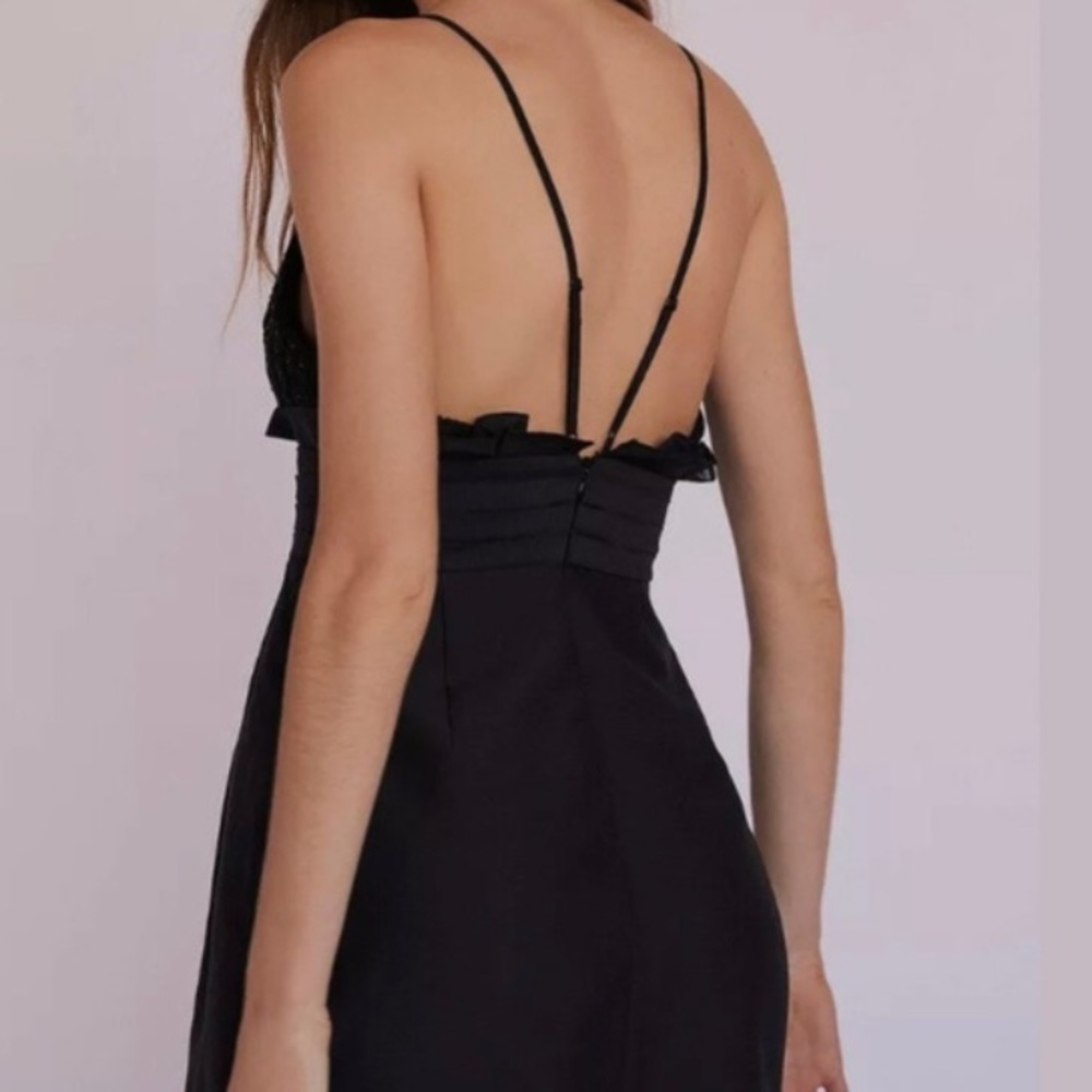 Free People v neck beaded mini dress black - Picture 9 of 12